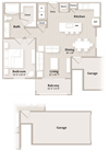 A4 Floorplan A4 floorplan which is a 1 bedroom, 1 bath apartment